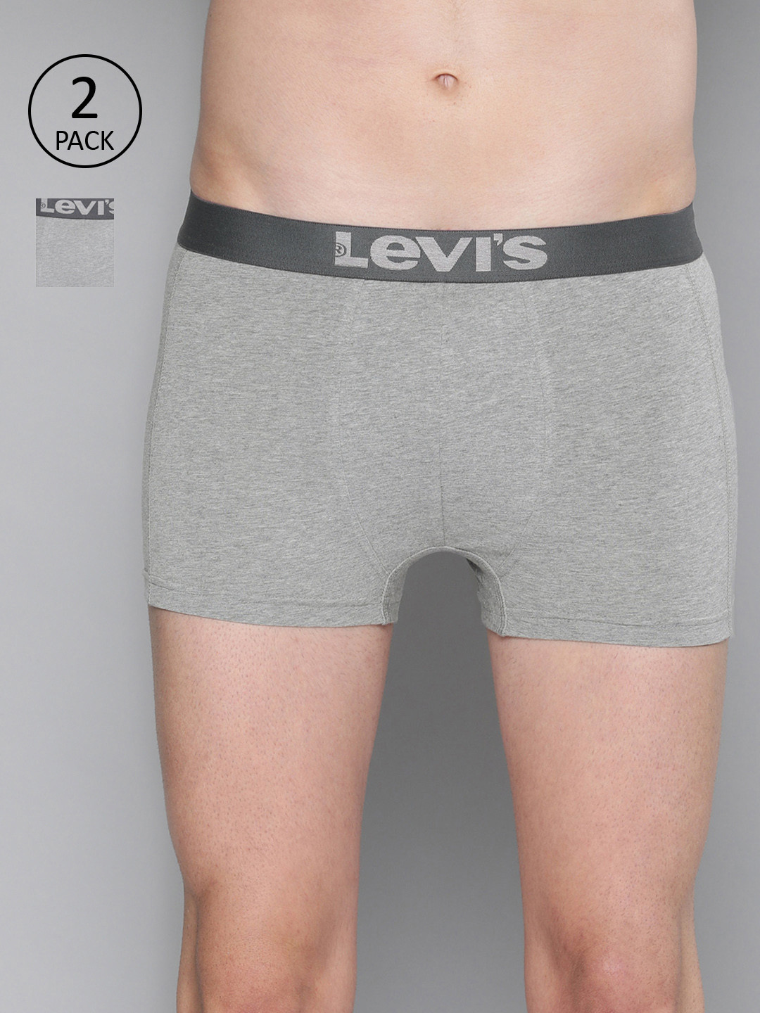 Levis Men Pack of 2 Grey Melange Solid Trunks TK-200SF-2PK-STYLE-018-469