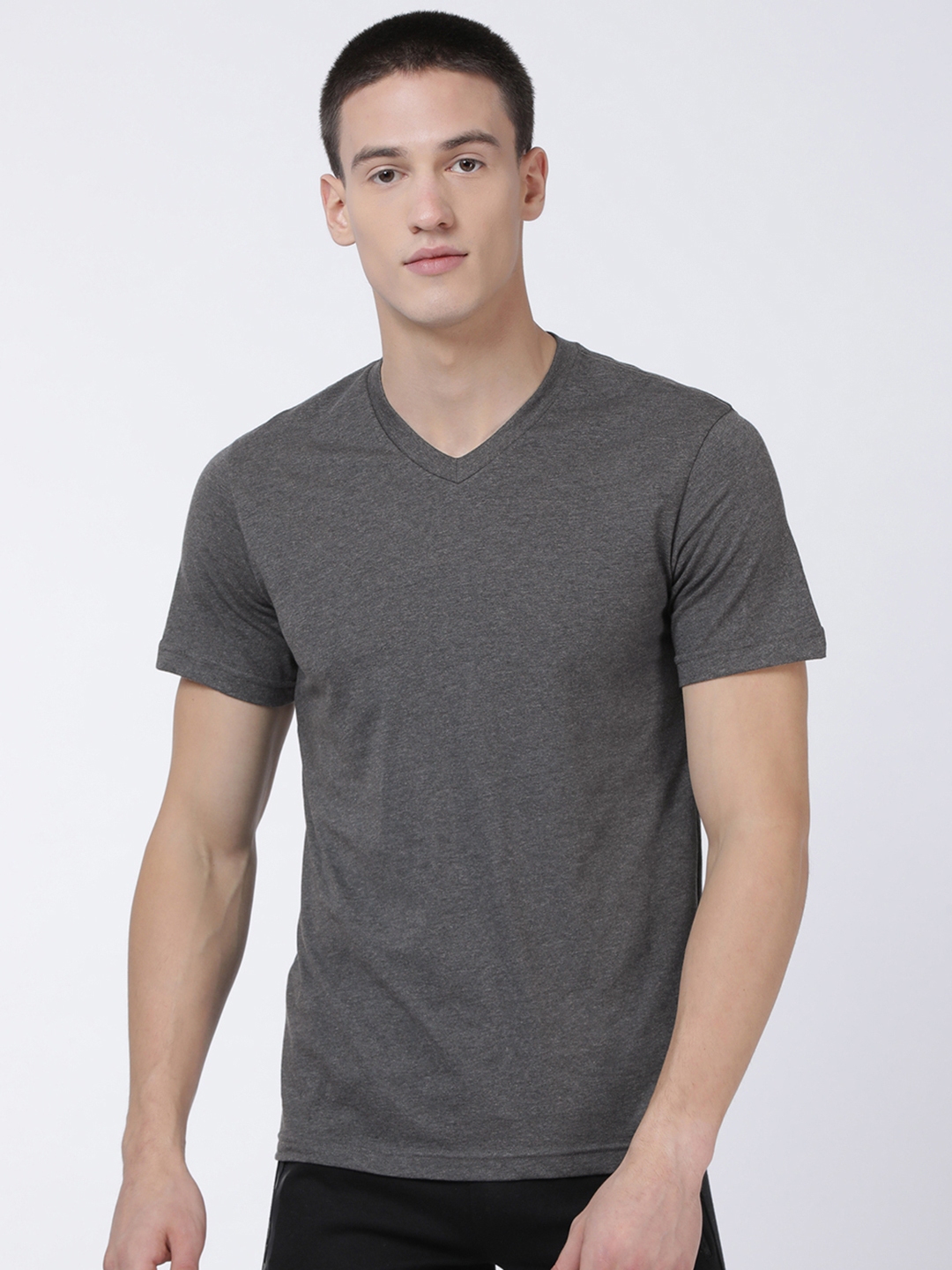 Buy Levis Men Charcoal Grey Solid Pure Cotton V Neck T Shirt - Lounge  Tshirts for Men 9261575 | Myntra