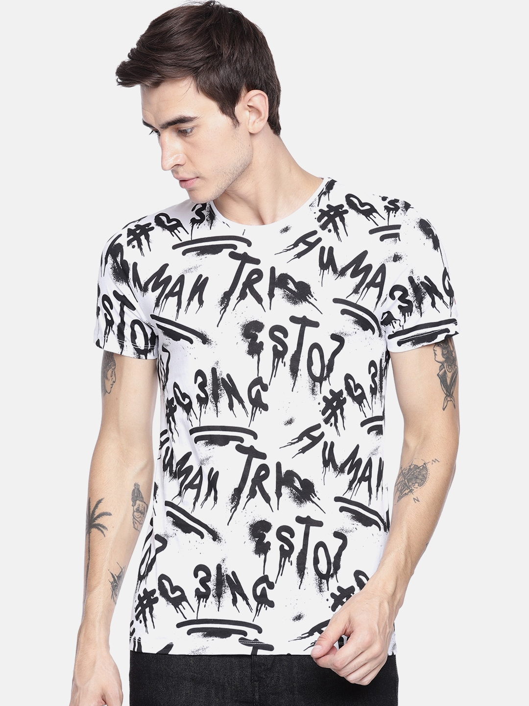 being human black printed shirt