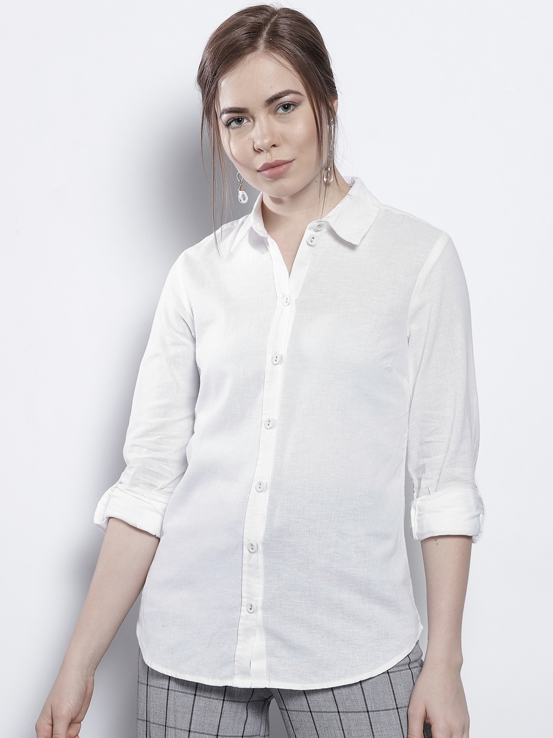 Buy DOROTHY PERKINS Women White Regular Fit Solid Casual Shirt - Shirts for  Women 9266647