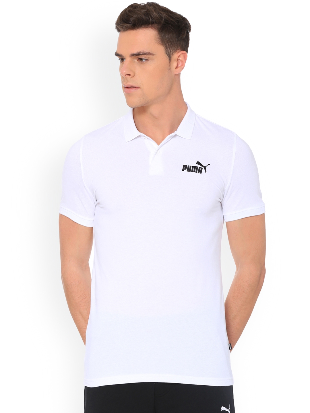 Buy Puma Men White Solid Polo Collar Ess Pique T Shirt Tshirts