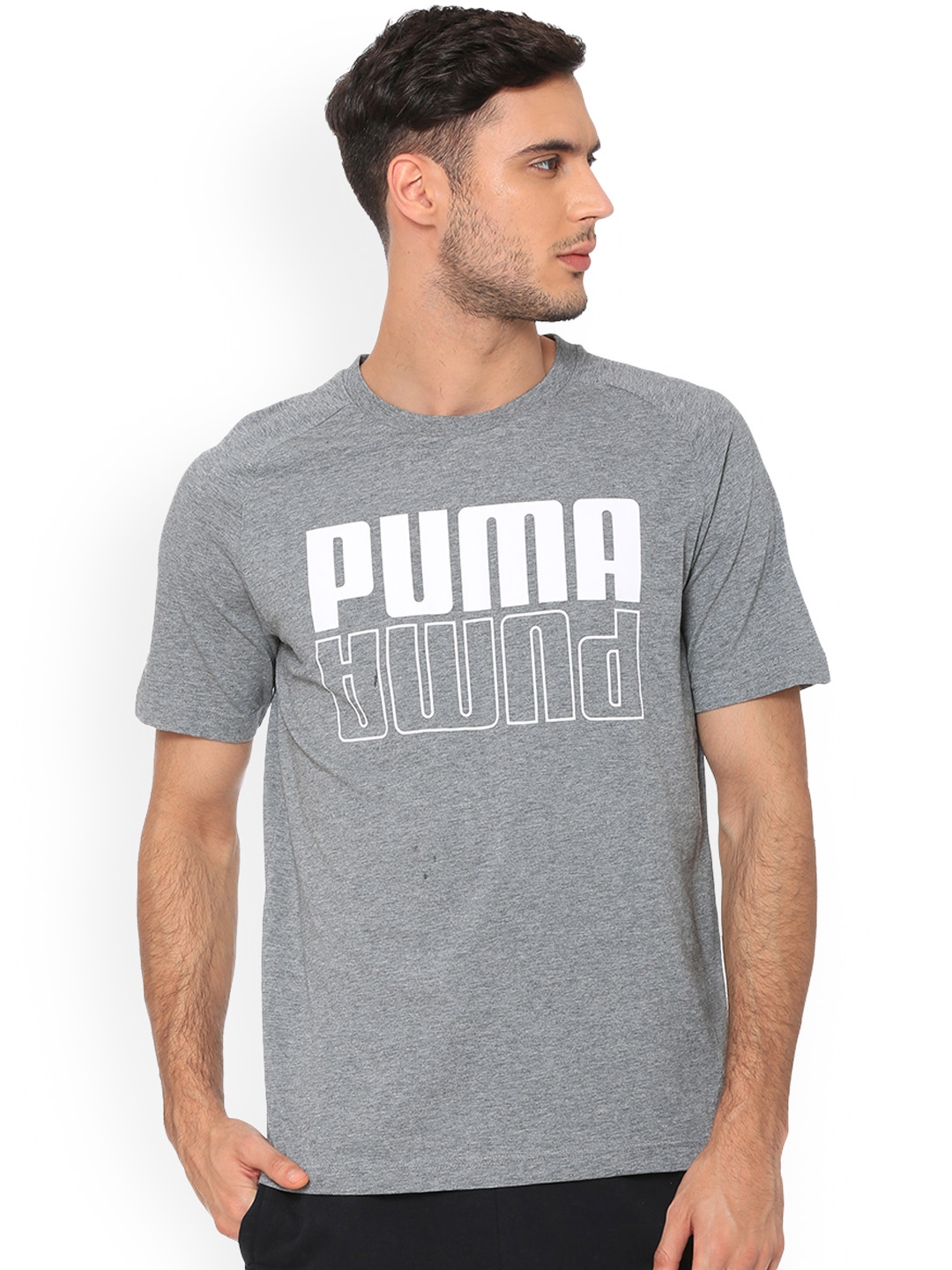 Buy Puma Men Grey Printed Round Neck T 