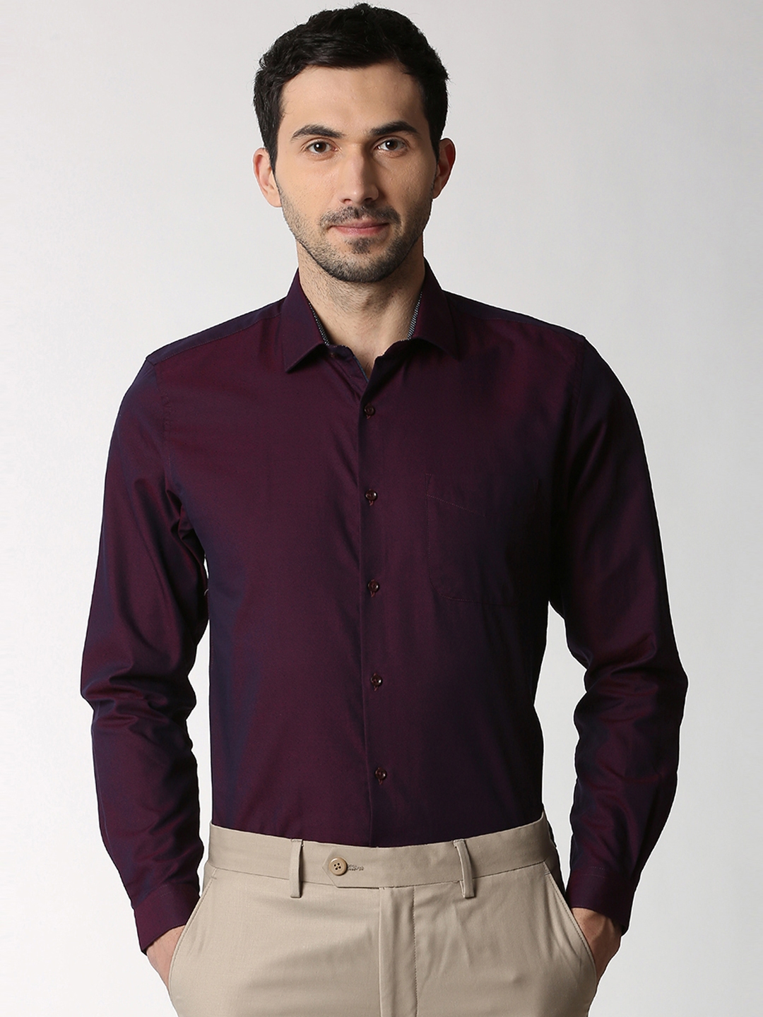Buy Peter England Men Purple Slim Fit Solid Formal Shirt Shirts