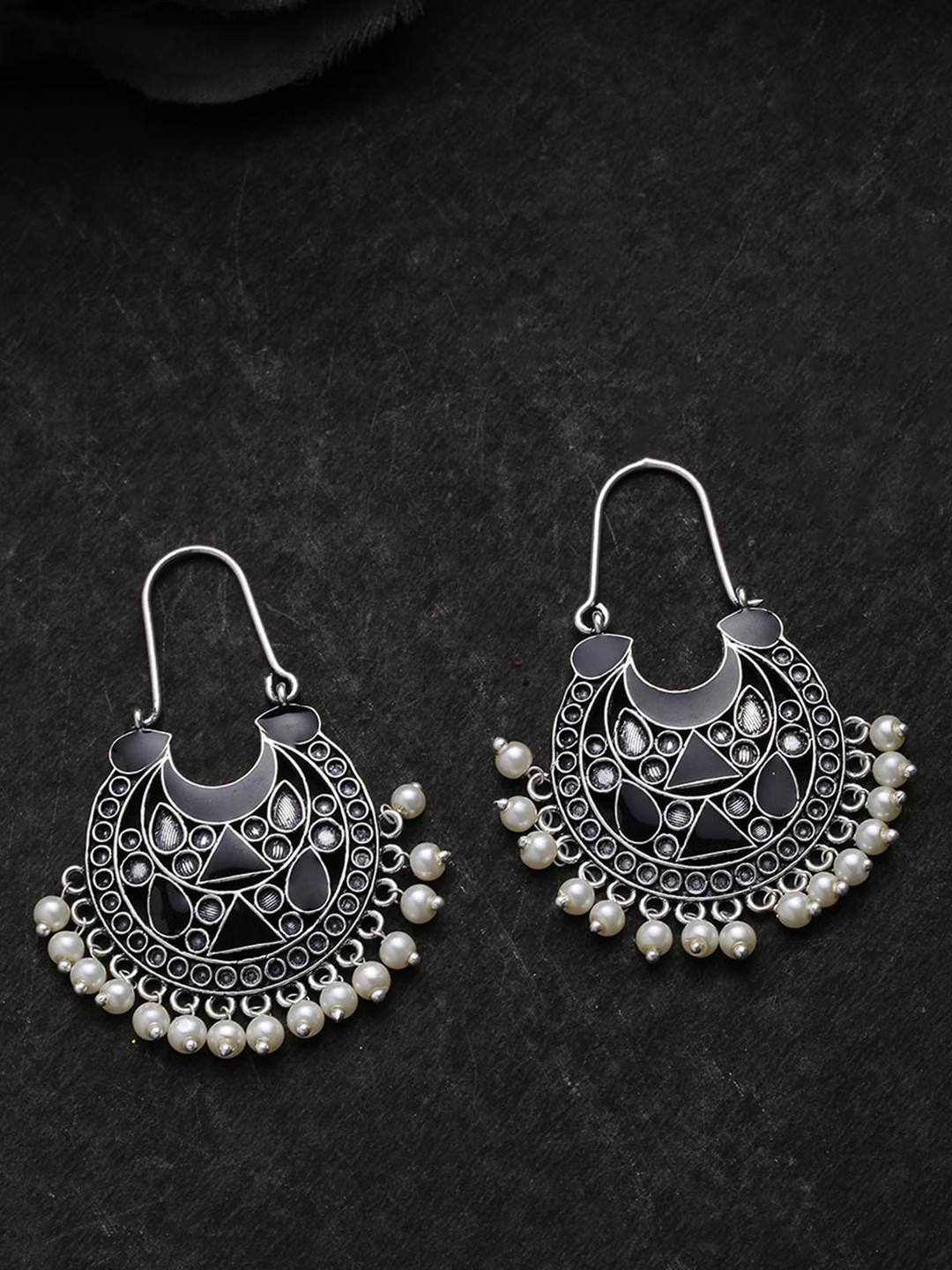 Rangabati Oxidized Silver Plated Earrings