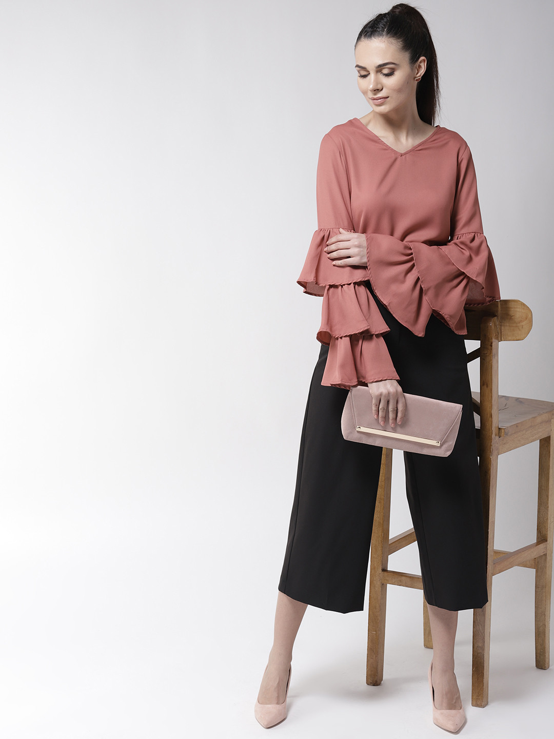 La Zoire Women Dusty Pink Solid Top