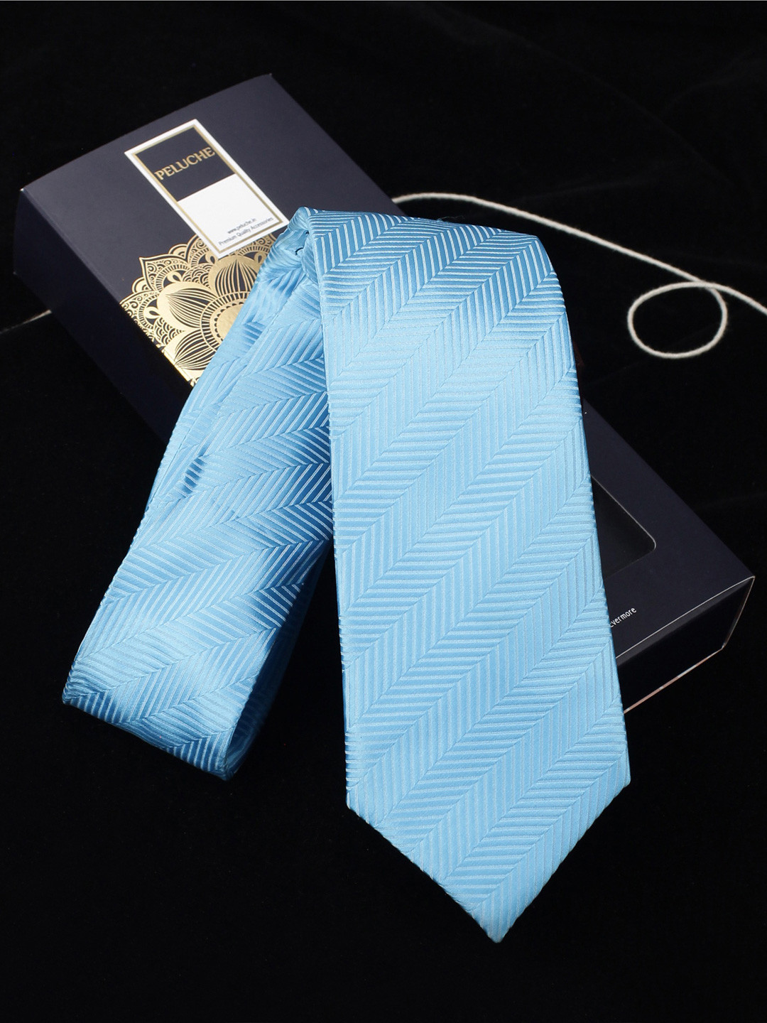 PELUCHE Turquoise Blue Striped Broad Tie