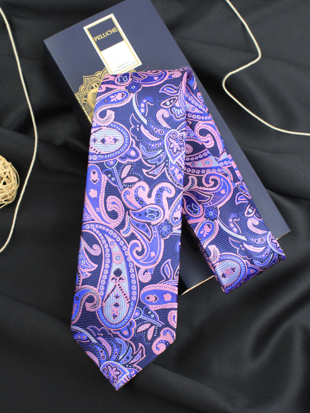 PELUCHE Blue & Pink Printed Broad Tie