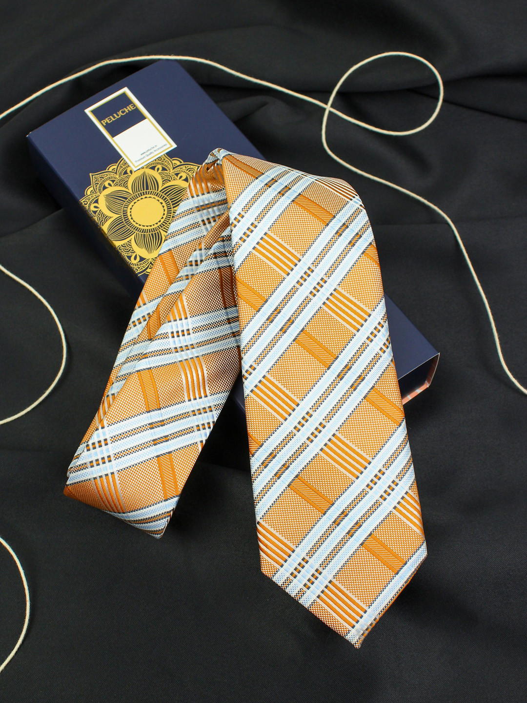 PELUCHE Mustard Yellow Striped Broad Tie