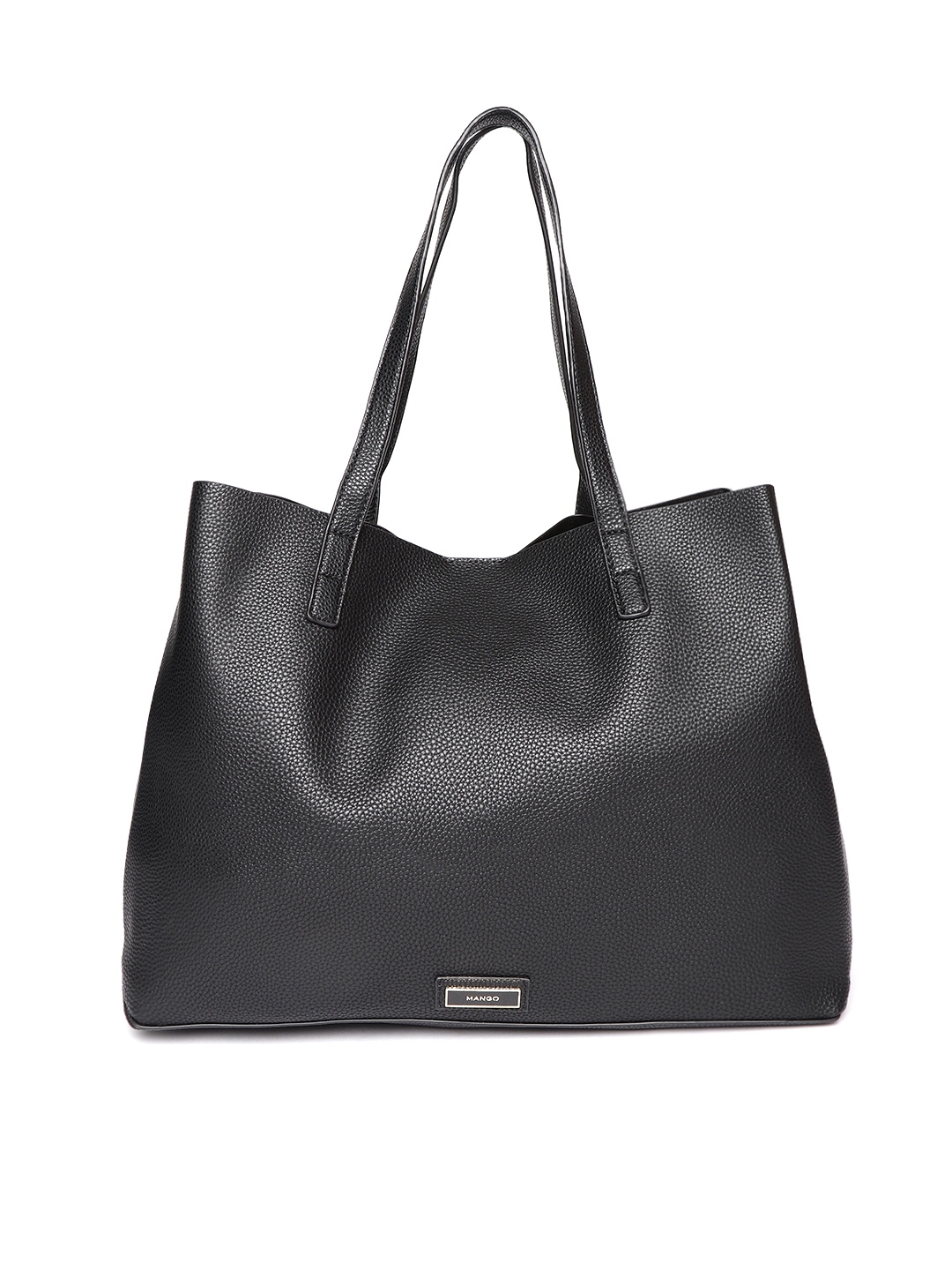 mango black solid handheld bag