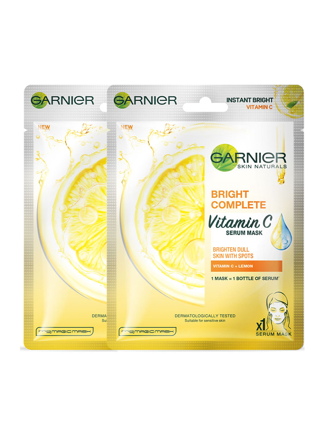 Garnier Set of 2 Skin Naturals Women Light Complete Serum Masks - 28g Each