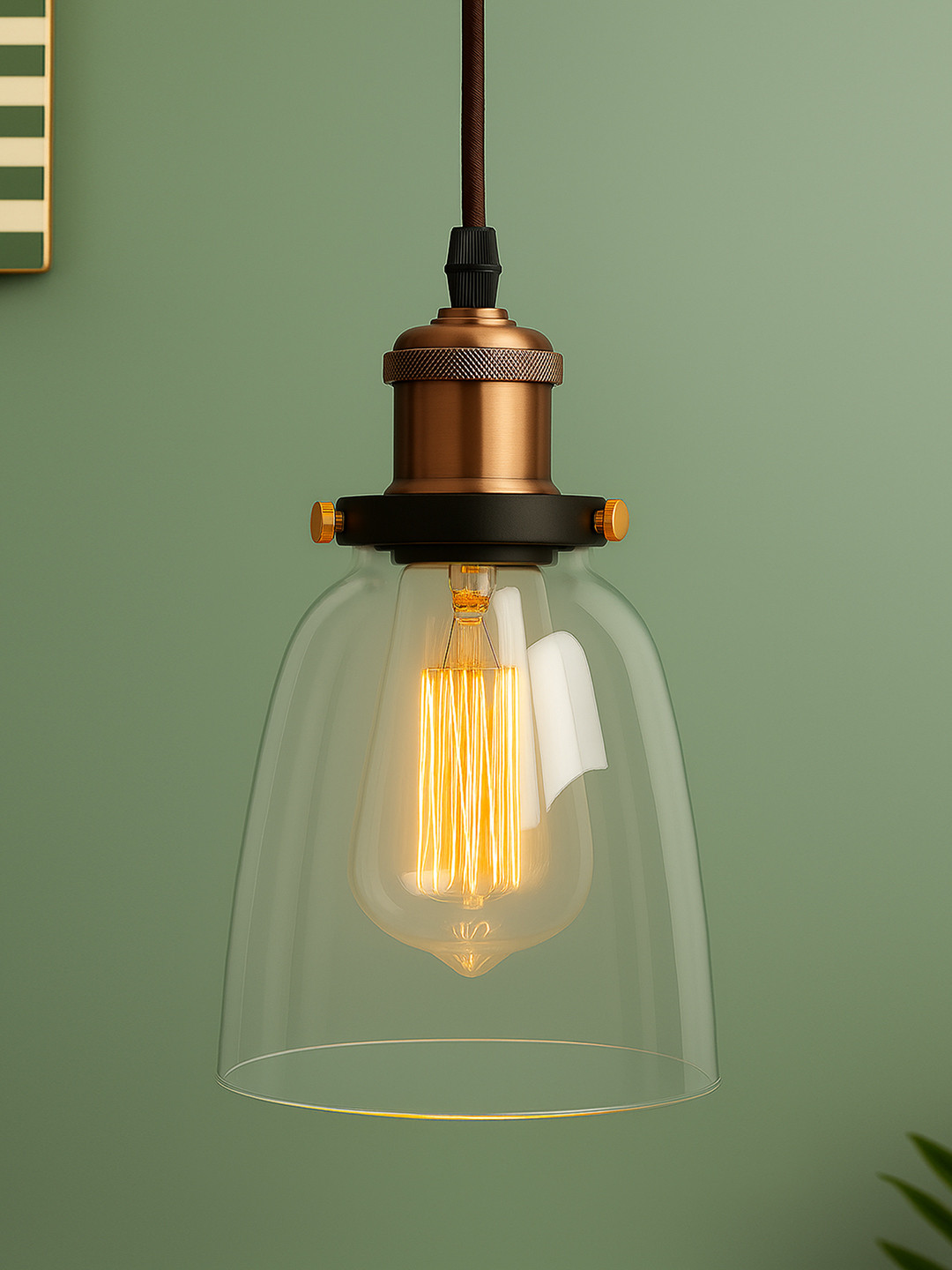 Homesake Transparent Solid Bell-Shaped Glass Handcrafted Hanging Light