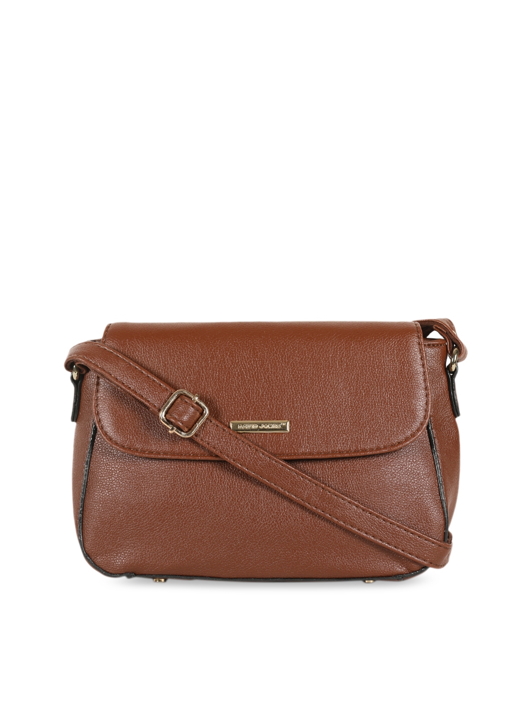 Buy David Jones Brown Solid Sling Bag online