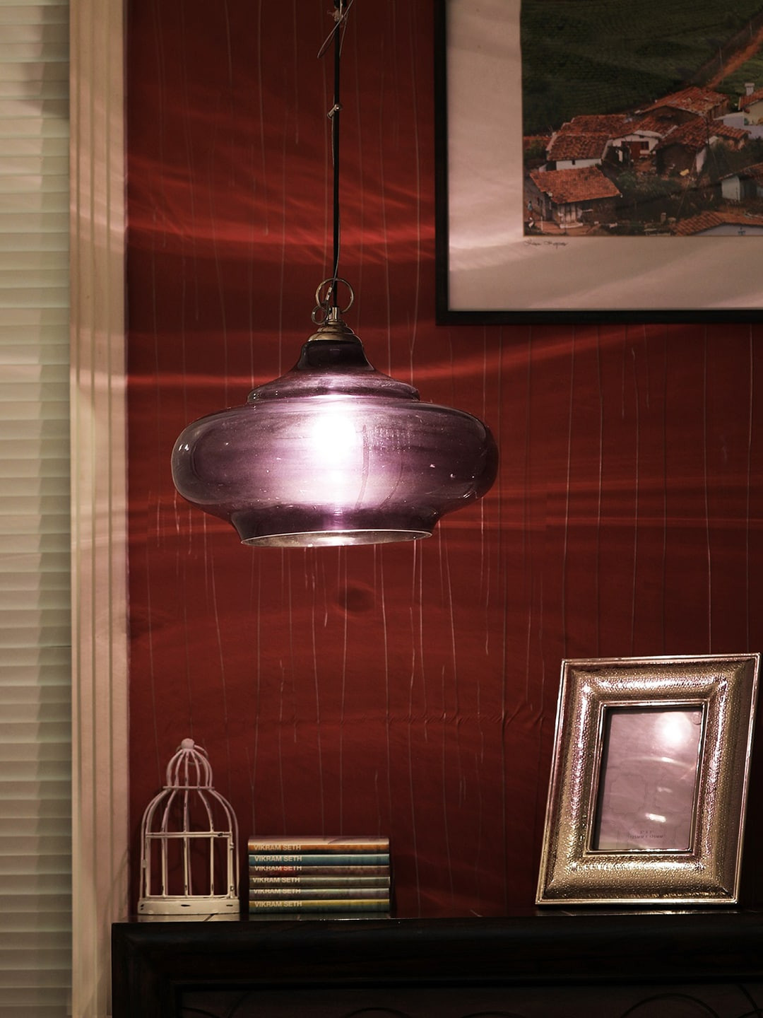 THE LIGHT STORE Purple Self Design Hanging Light