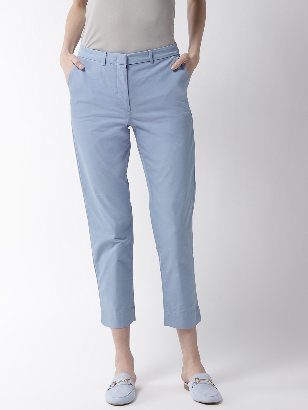 Regular Fit Cropped Chinos - Trousers 