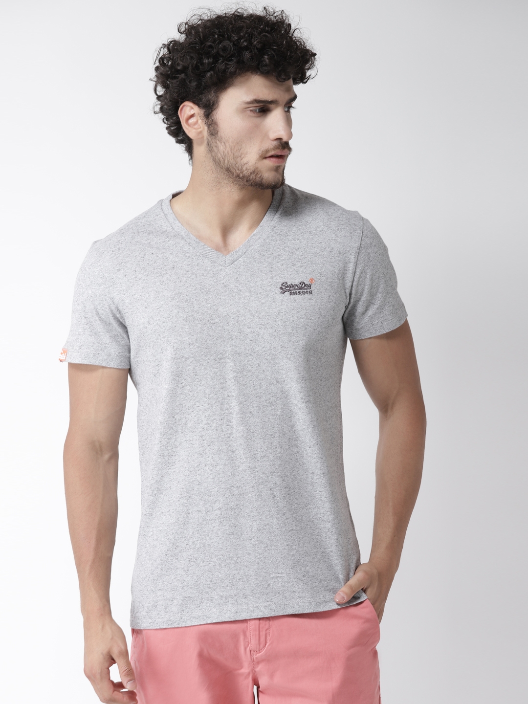 Bot fleksibel blur Buy Superdry Men Grey Melange Solid V Neck T Shirt - Tshirts for Men  9375927 | Myntra