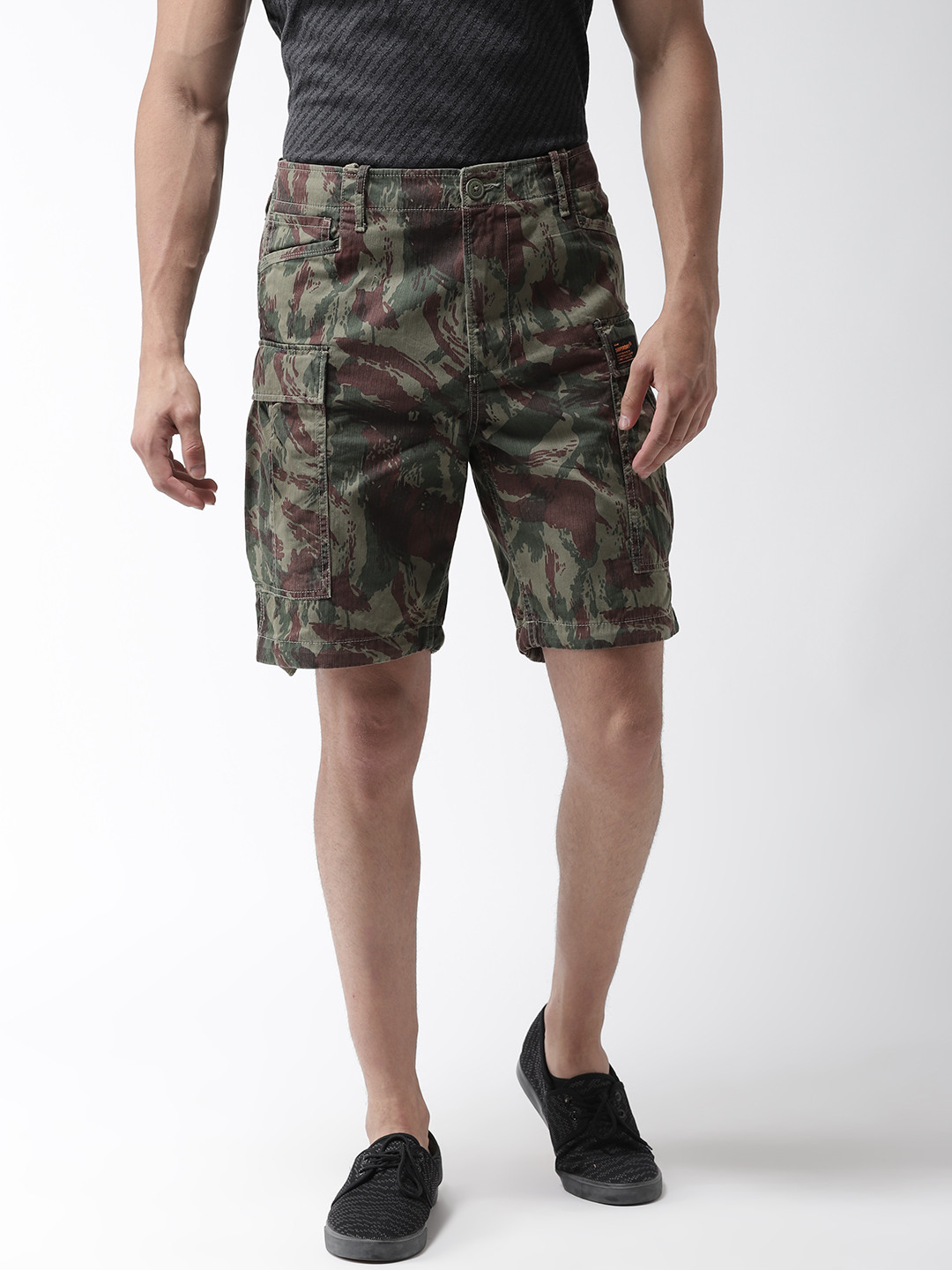 mens olive green cargo shorts