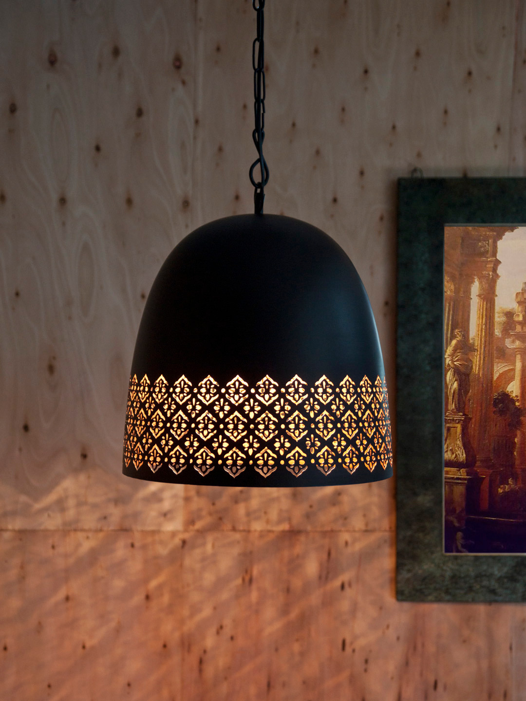 THE LIGHT STORE Black & Orange Self Design Hanging Light