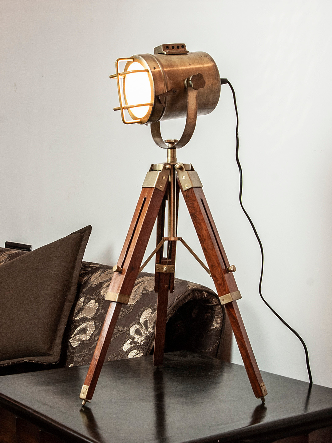 THE LIGHT STORE Brown Solid Bedside Table Lamp