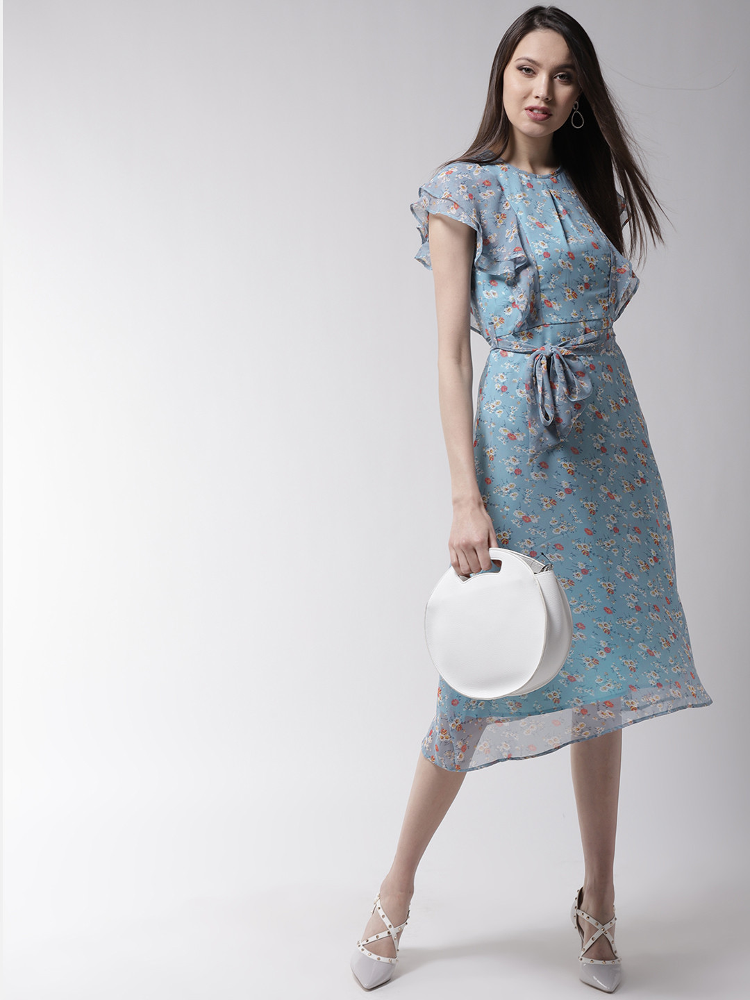 WoowZerz Women Blue & Red Printed A-Line Dress