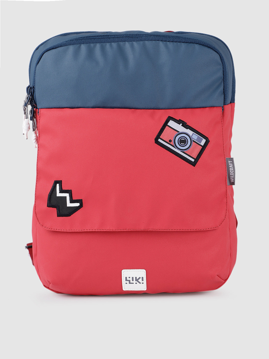 Wildcraft Unisex Red & Navy Blue Printed Messenger Bag Cum Backpack