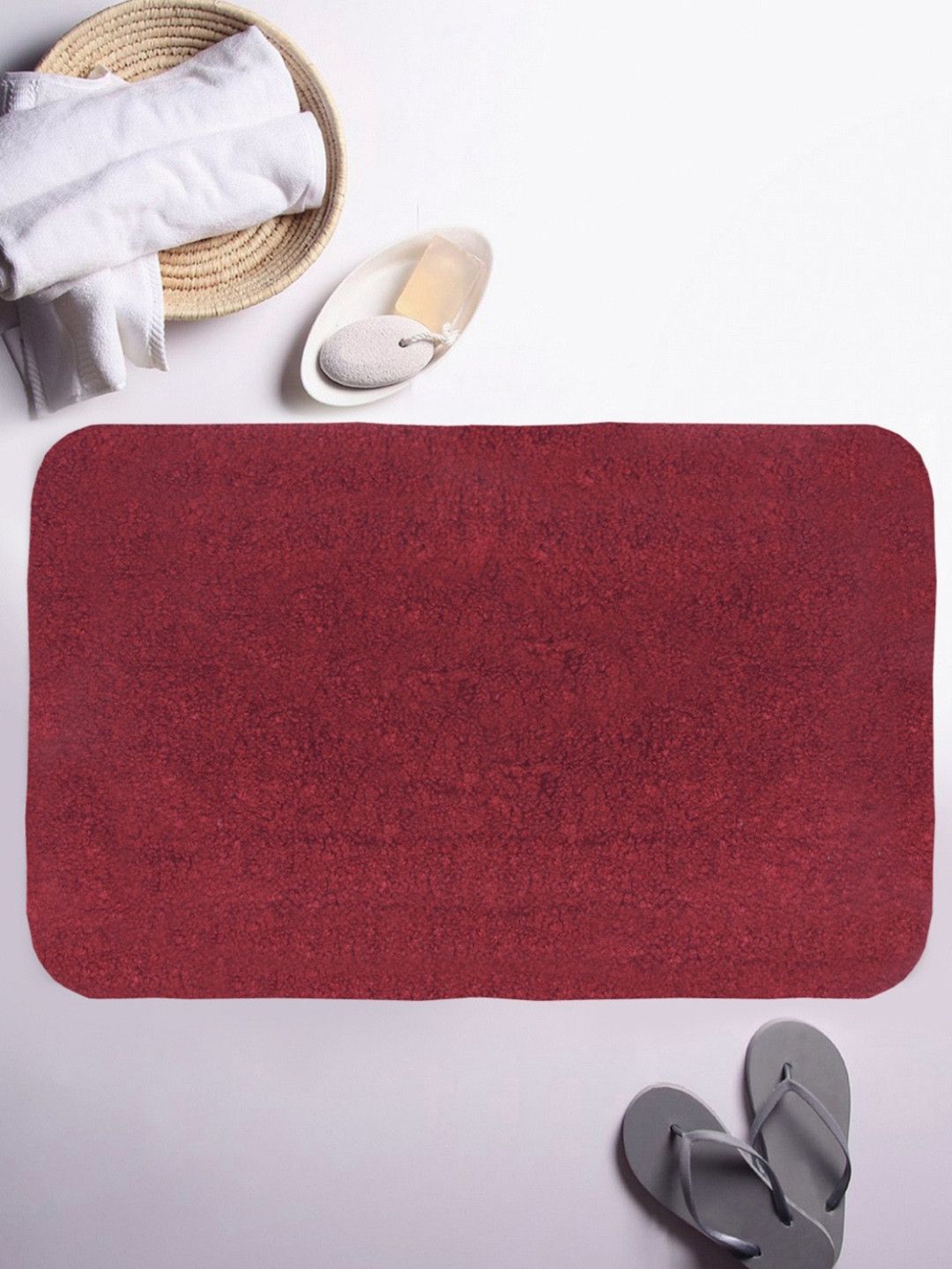 BIANCA Red Microfibre Anti-Skid Bath Rug