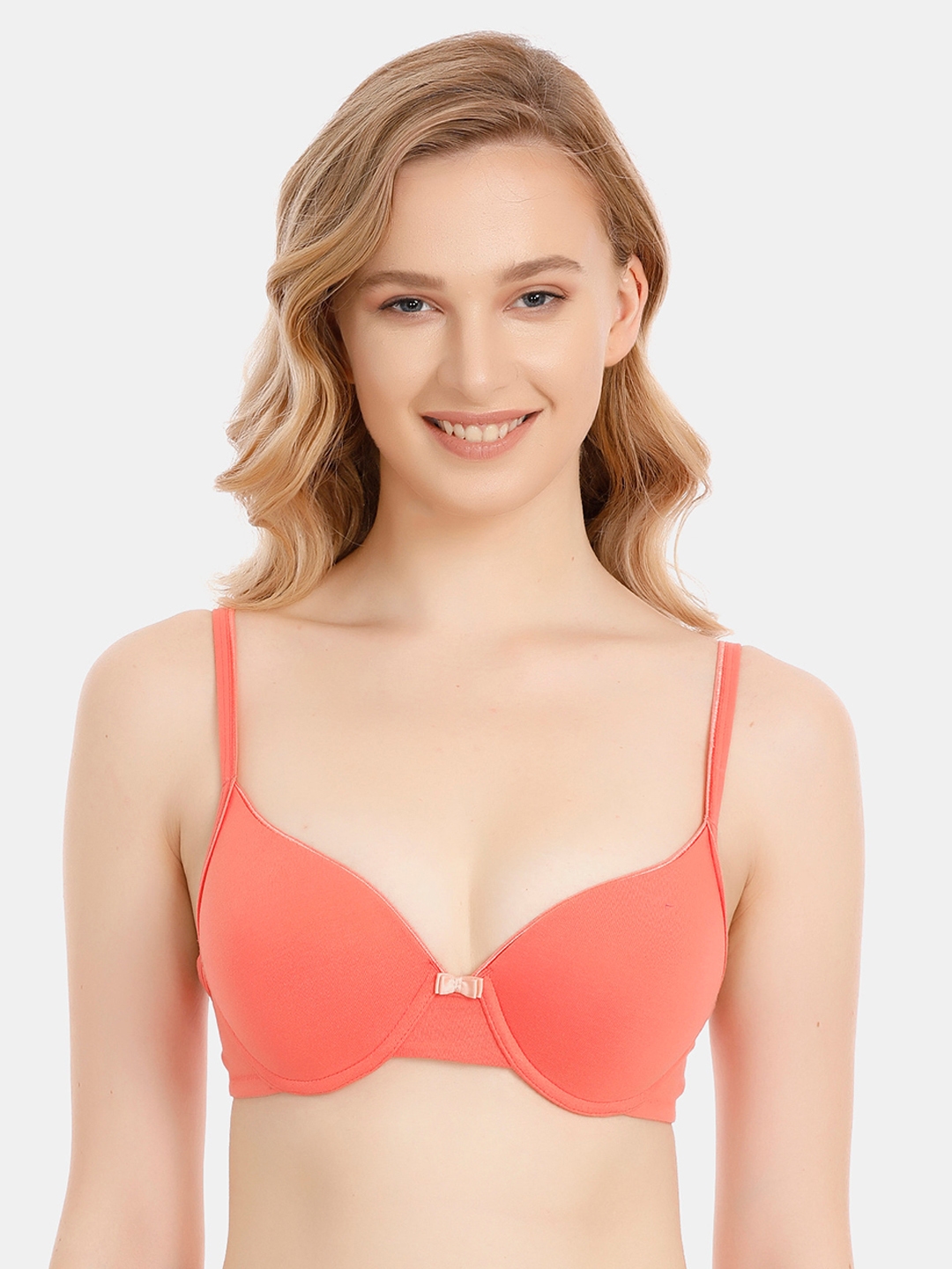 Zivame Peach-Coloured Solid Underwired Lightly Padded Push-Up Bra  ZI1741FASHCORNG