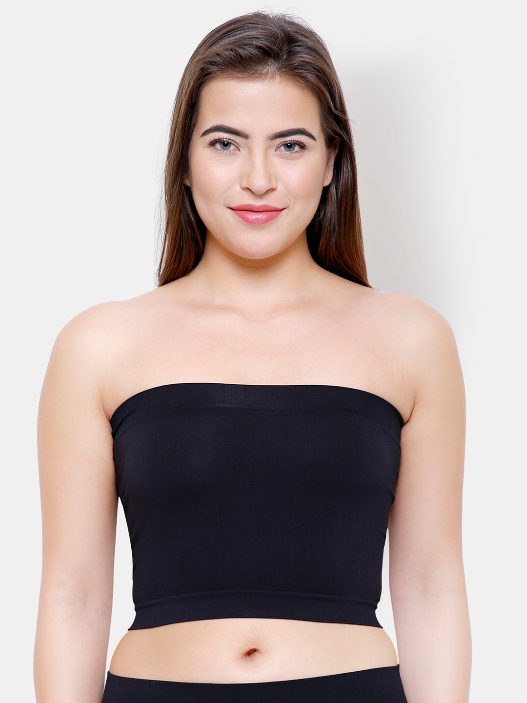 Buy FashionRack Women Black Solid Strapless Cropped Camisole 4018