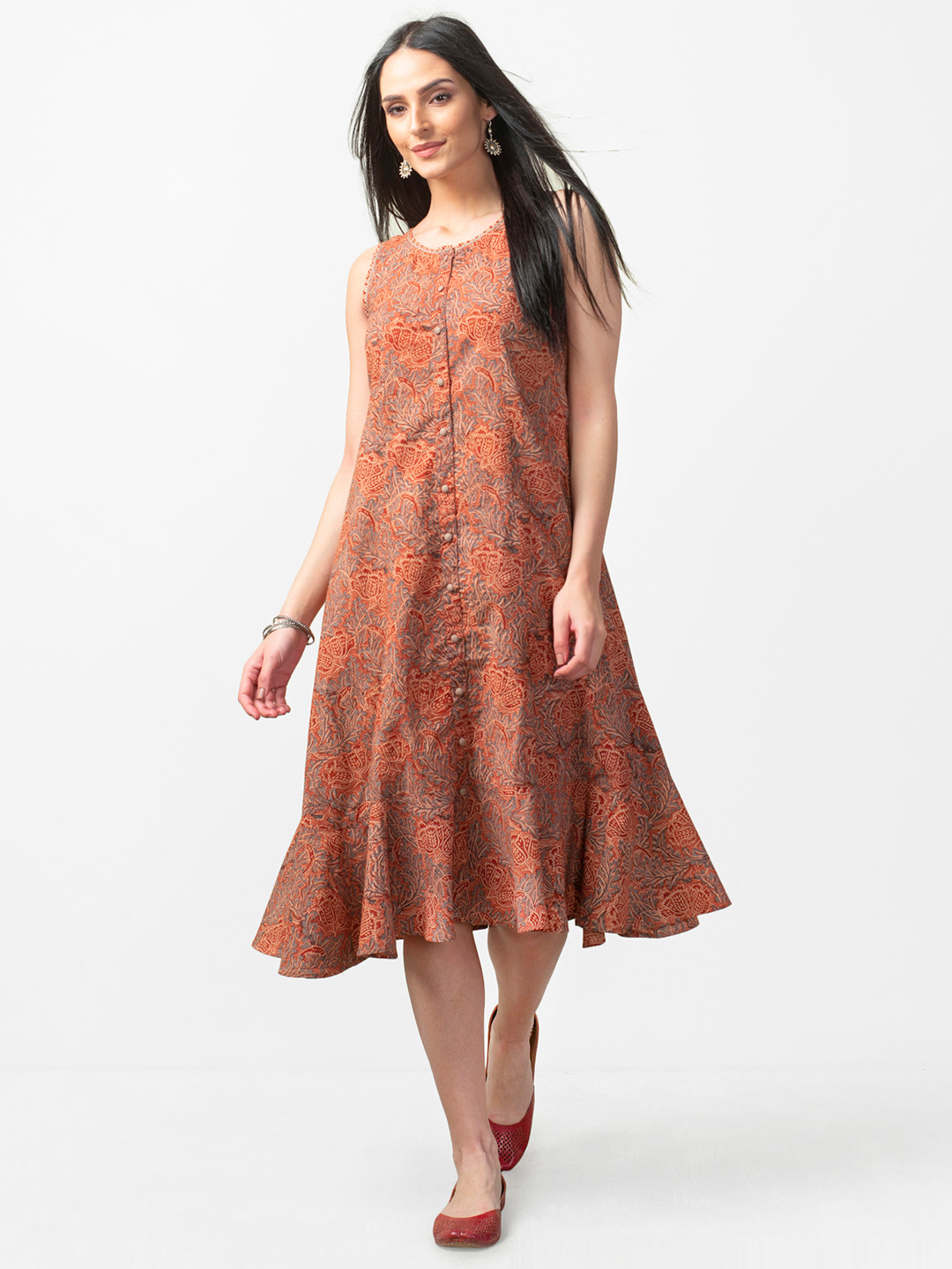 Rust Orange Kalamkari Print 