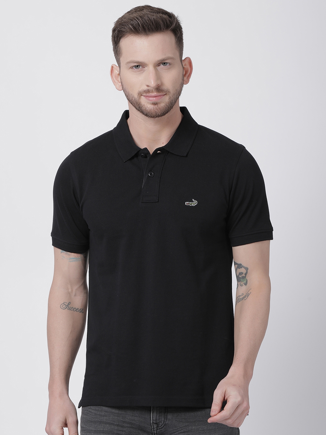 Crocodile Men Black Solid Polo Collar T-shirt | ubicaciondepersonas ...