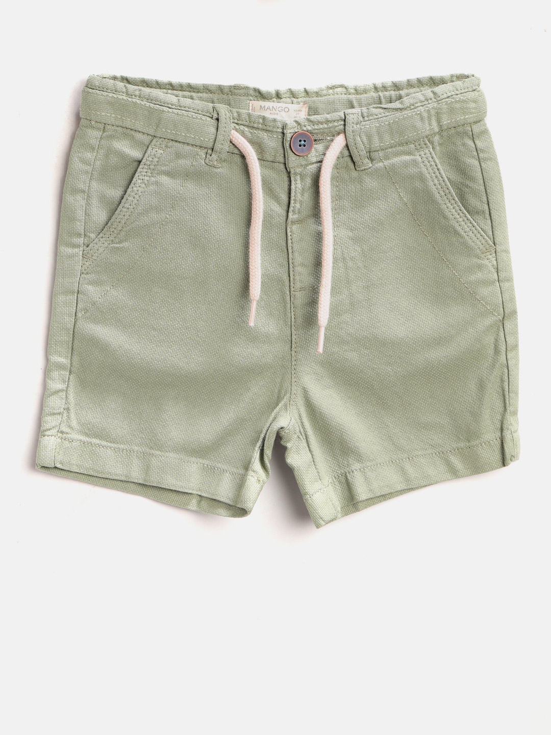 Mango Kids Boys Olive Green Solid Regular Shorts