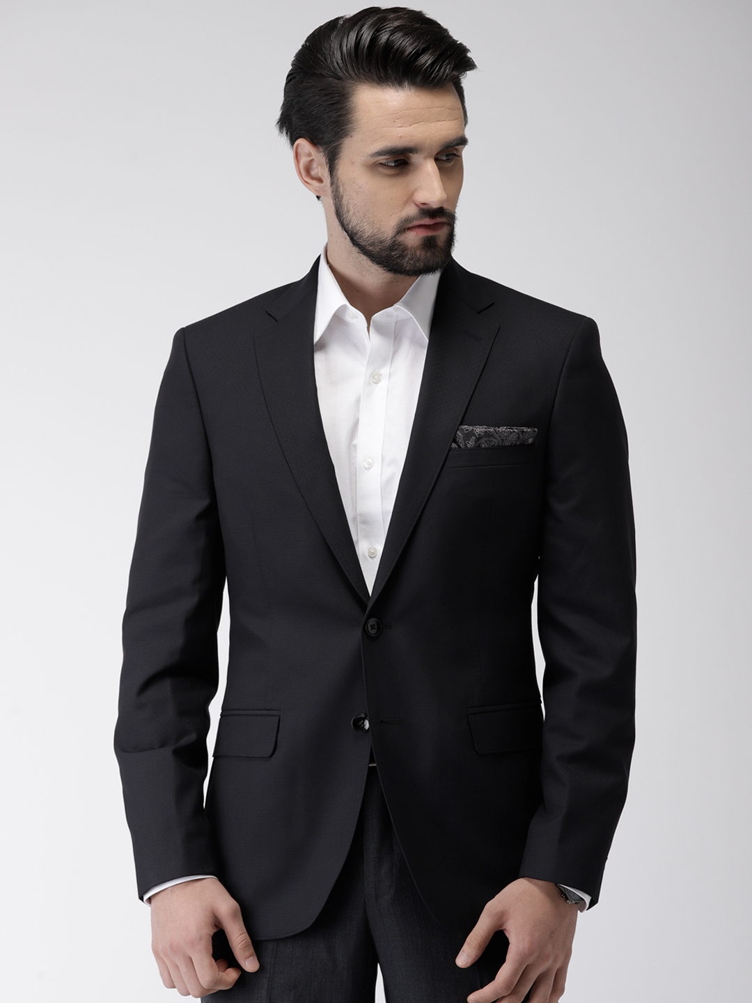 Buy Raymond Men Black Contemporary Slim Fit Single Breasted Formal
