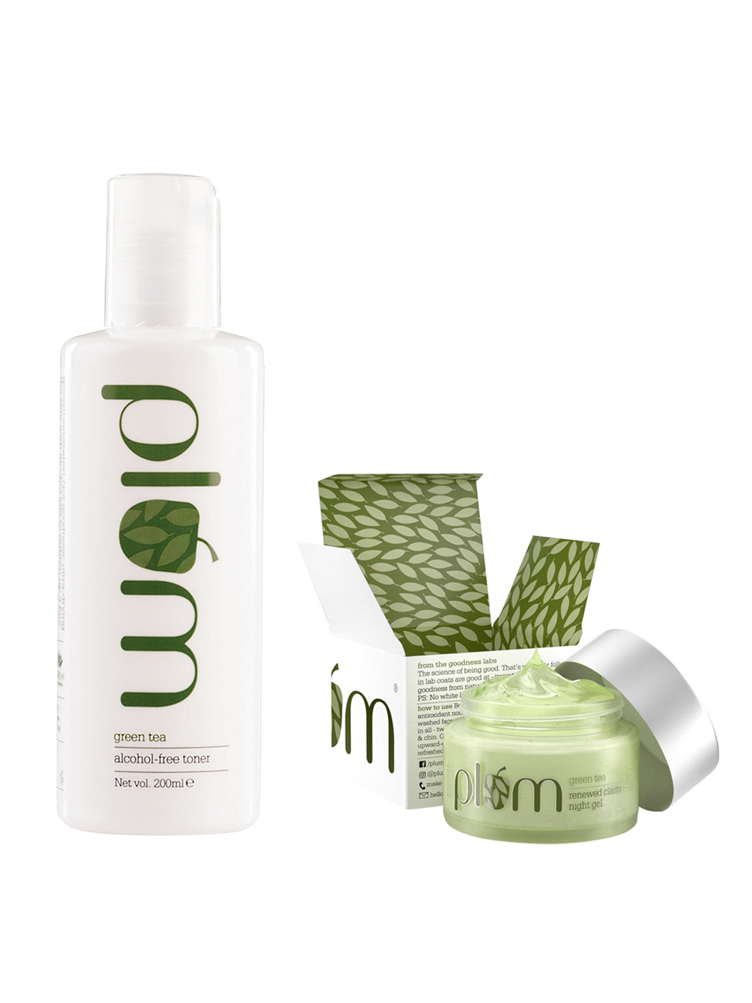 Plum Women Set of 2 Green Tea Toner & Green Tea Renewed Clarity Night Gel