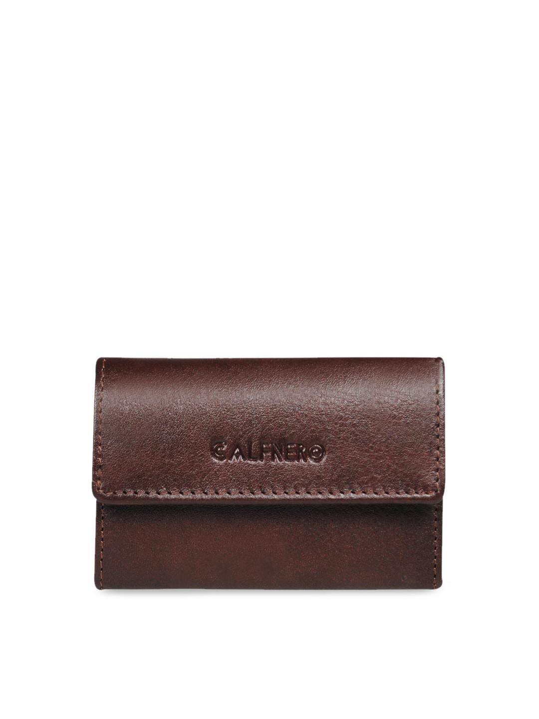 CALFNERO Unisex Brown Solid Genuine Leather Zip Around Wallet