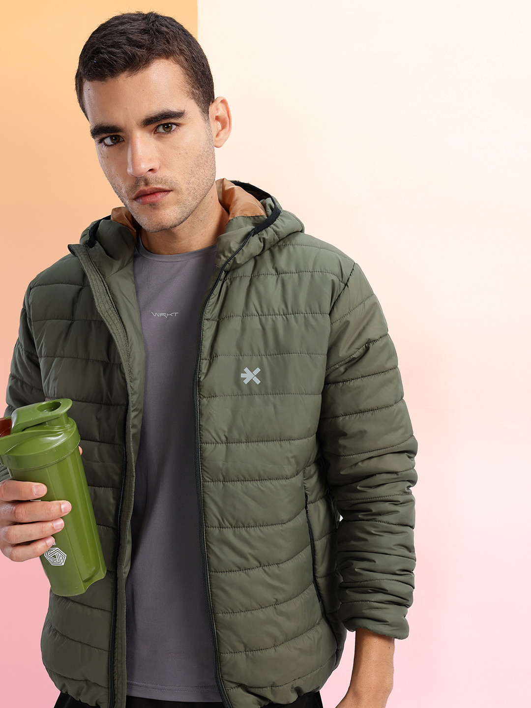 HRX by Hrithik Roshan Hooded Padded-Style Running Jacket with Reflective Elements