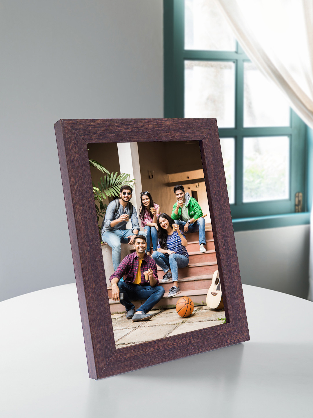 Golden Peacock Brown Textured Rectangular Photo Frame