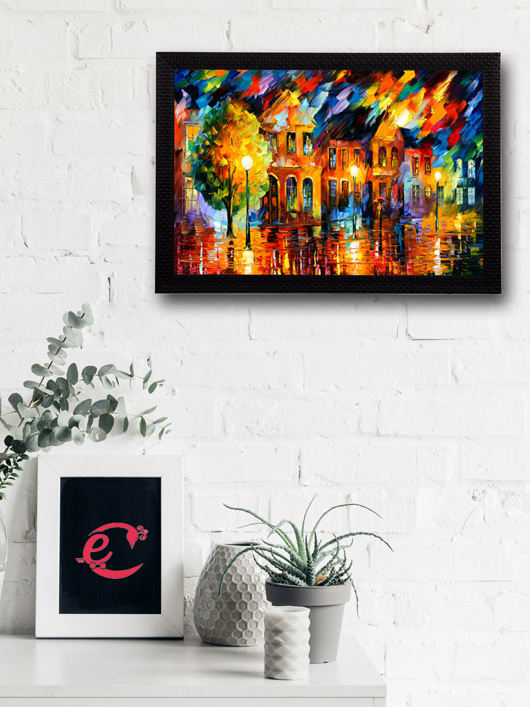 eCraftIndia Rain View Canvas Rectangle Paintings Wall Art-14 x 10In