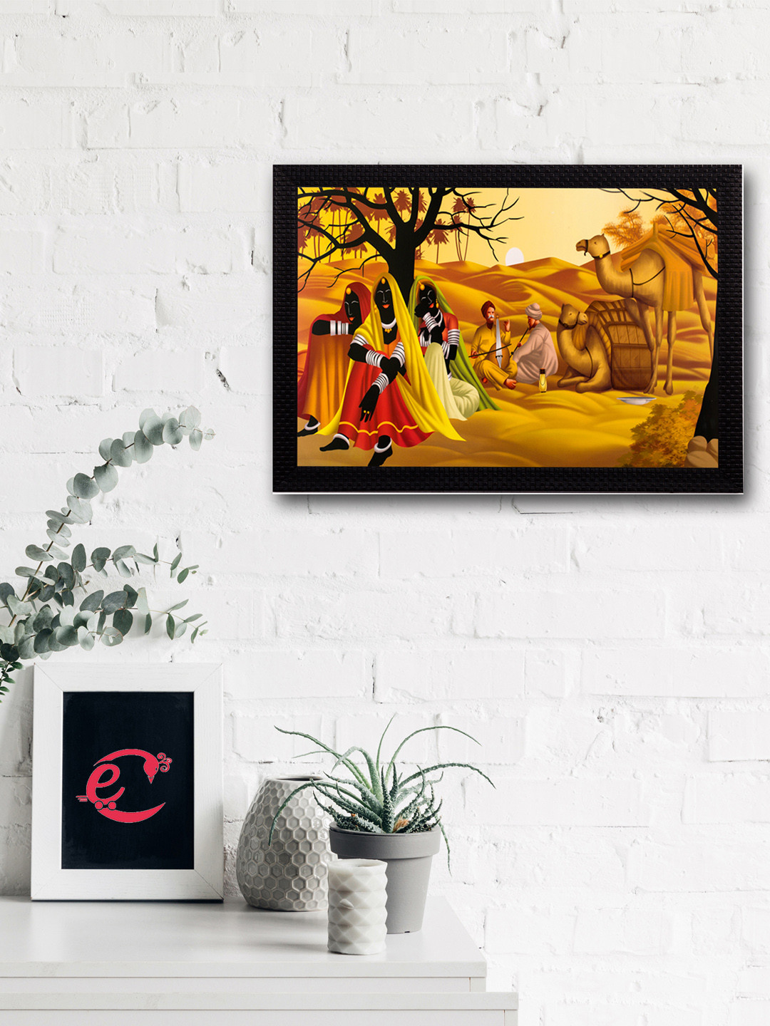 eCraftIndia Village View Paper Wall Rectangle Paintings Wall Art - 14 x 20