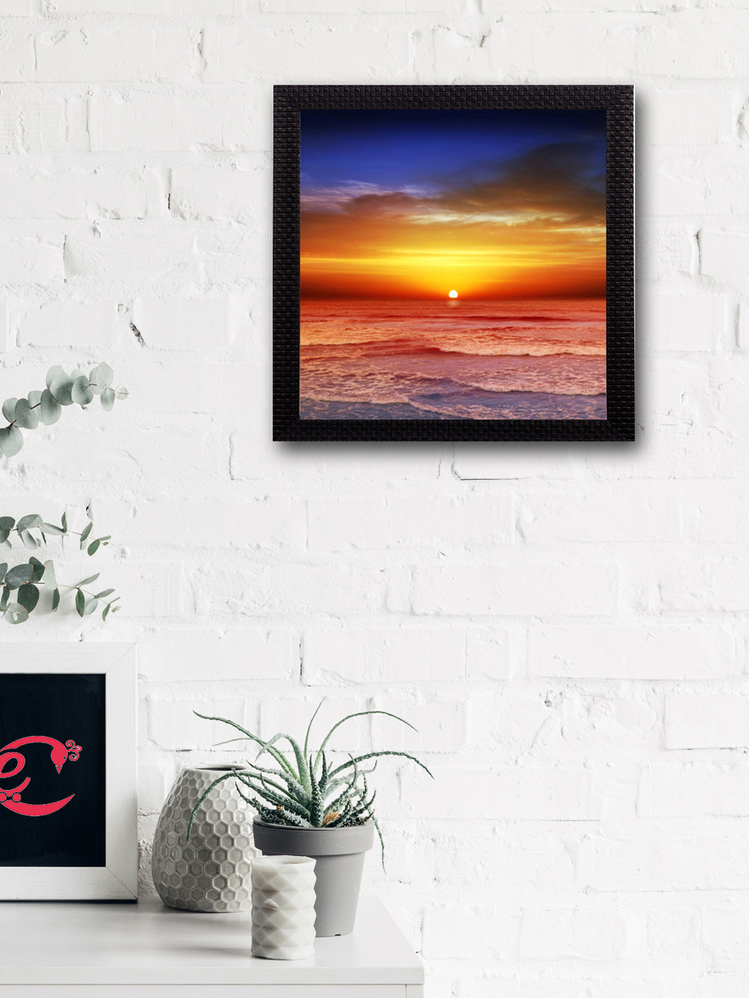 eCraftIndia Set of 5 Multicoloured Sunset View UV Wall Art