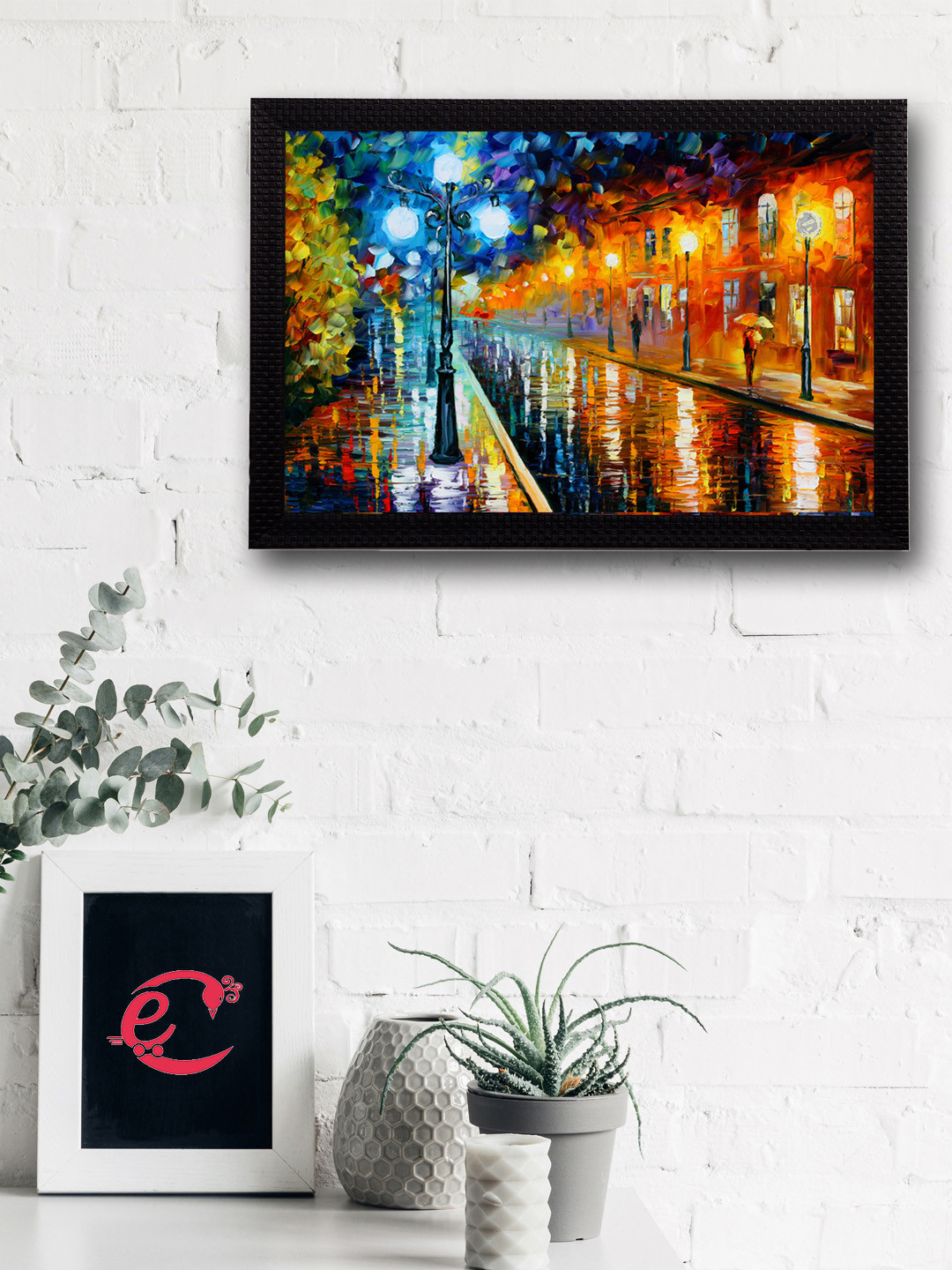 eCraftIndia Street View Paper Wall Rectangle Paintings Wall Art -10 x 14 In