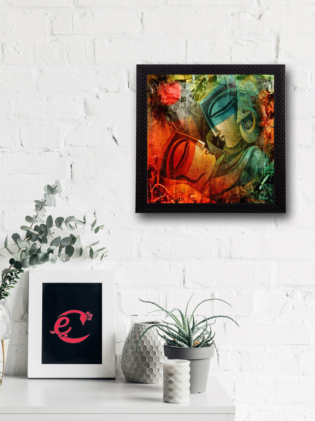 eCraftIndia Abstract Loving Couple Paper Wall Square Paintings Wall Art - 12 x 12In