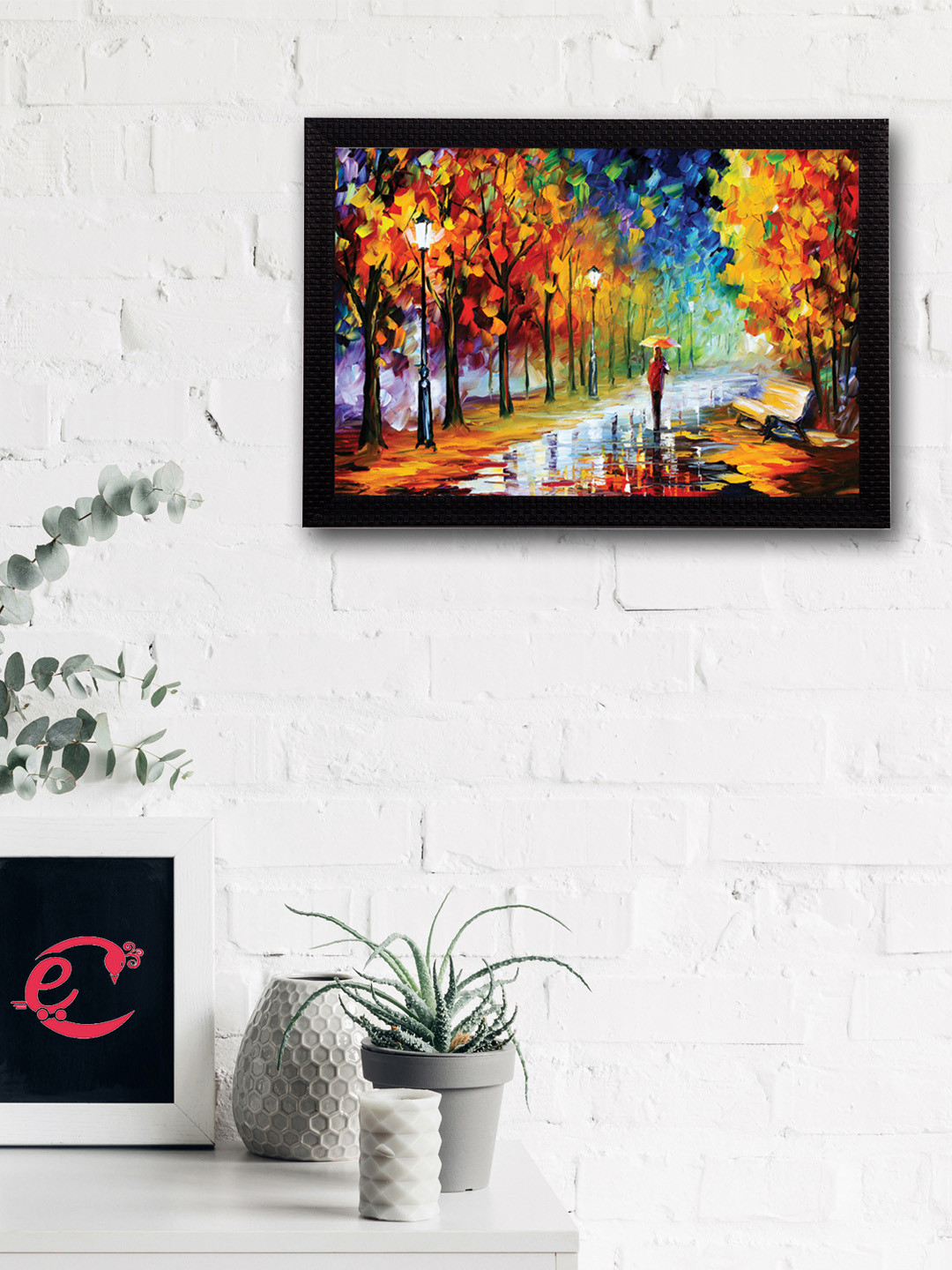 eCraftIndia Multicoloured Rain View UV Wall Art