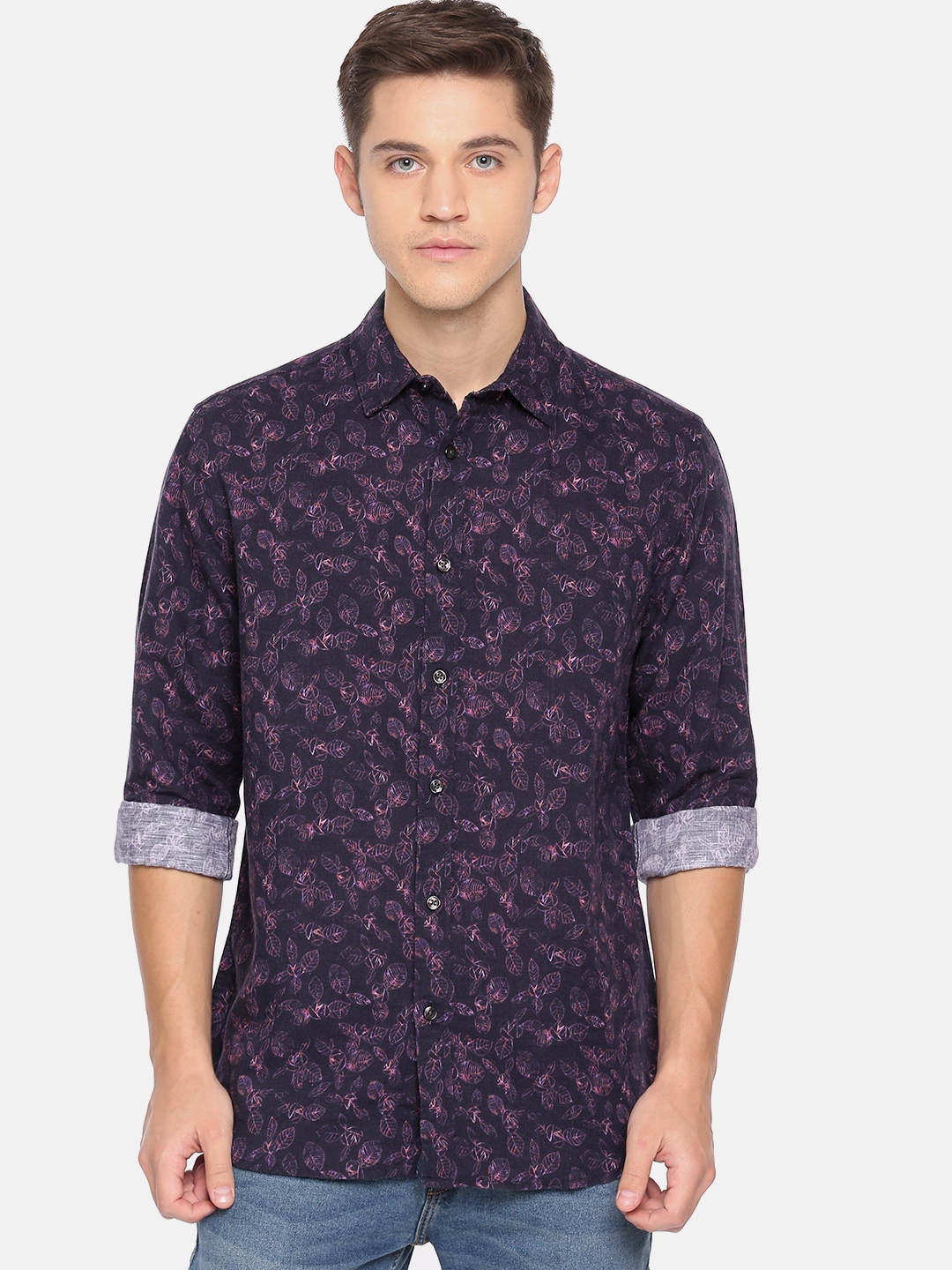 purple colour printed shirt