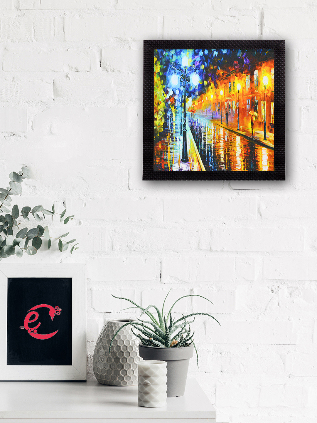 eCraftIndia Multicoloured Beauty Under Rain UV Wall Art