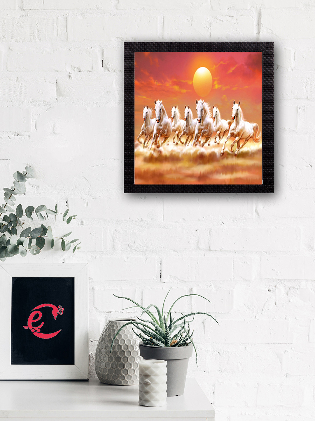 eCraftIndia 7 Running Lucky Horses Design Satin Matt Texture UV Art Painting