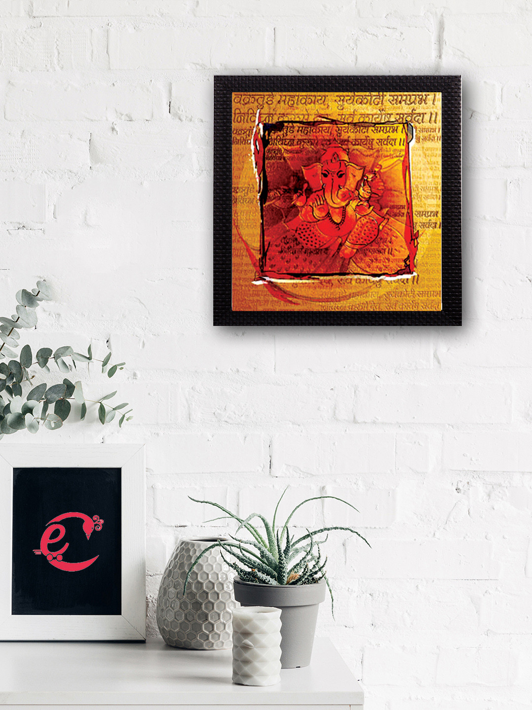 eCraftIndia Lord Ganesha Textured UV Art Painting