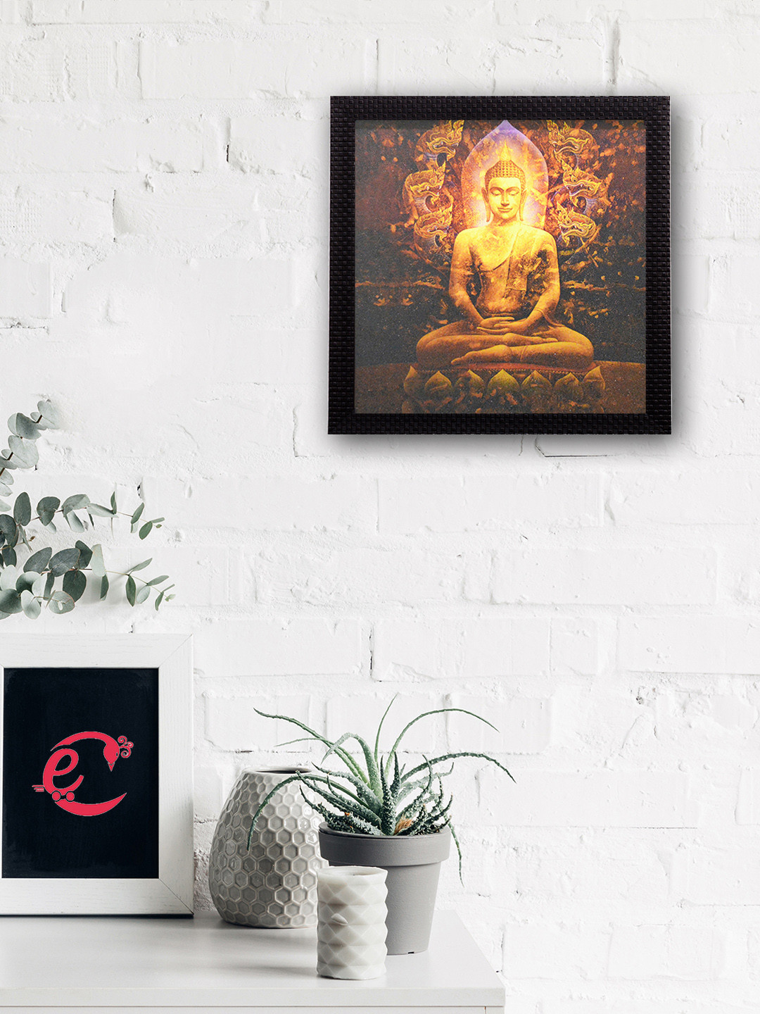 eCraftIndia Laughing Buddha Design Satin Matt Texture UV Art Painting