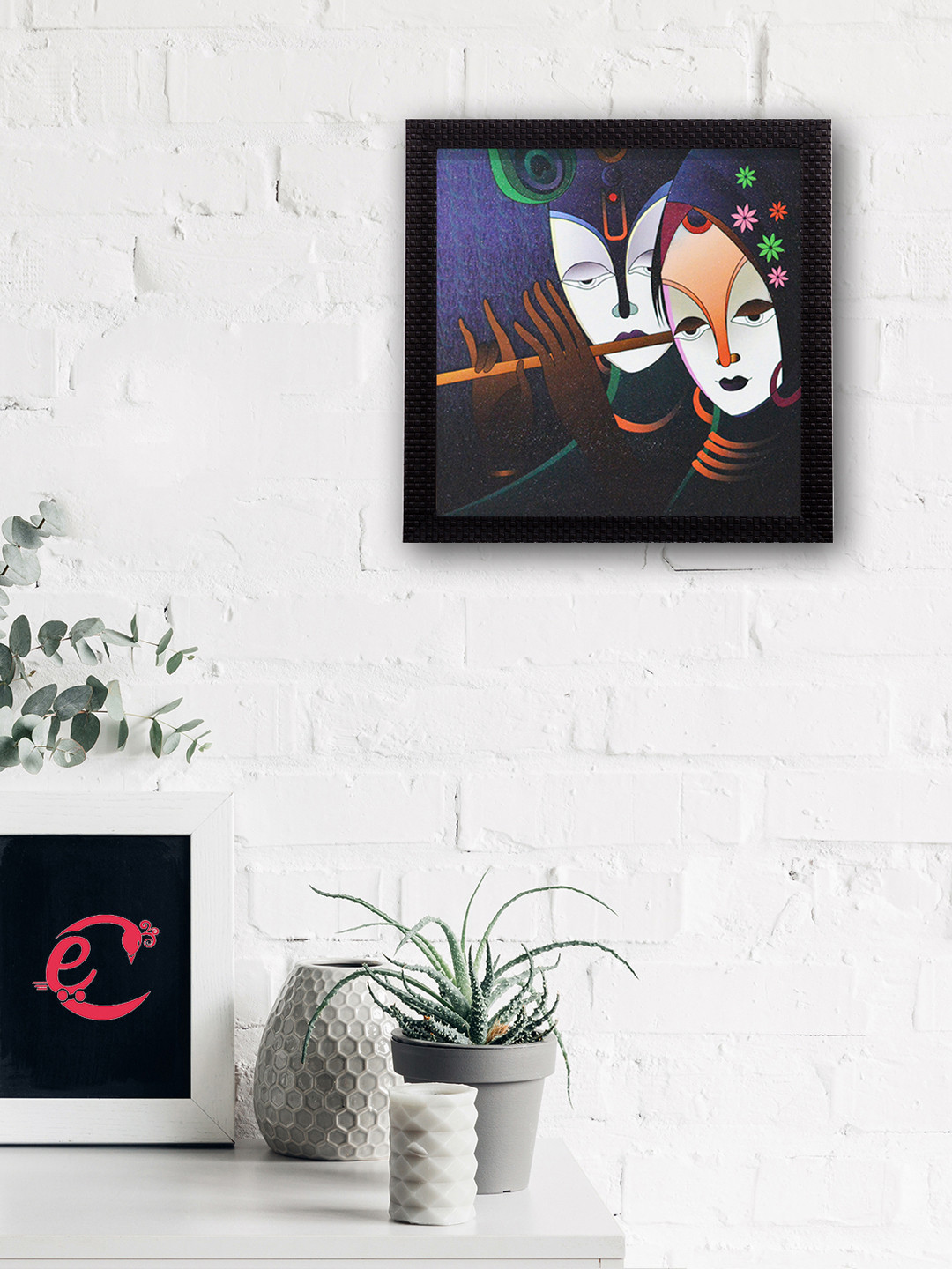 eCraftIndia Abstract Radha Krishna Satin Matt Texture UV Art Painting