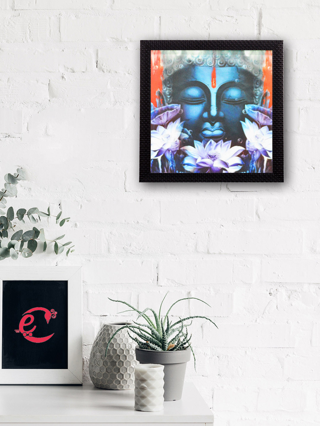 eCraftIndia Laughing Buddha Paper Wall Square Paintings Wall Art -12 x 12In