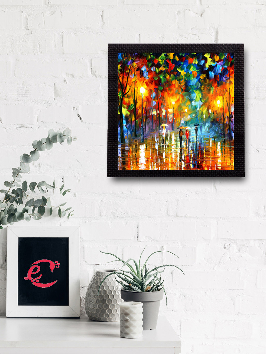eCraftIndia Multicoloured Beauty Under Rain UV Wall Art