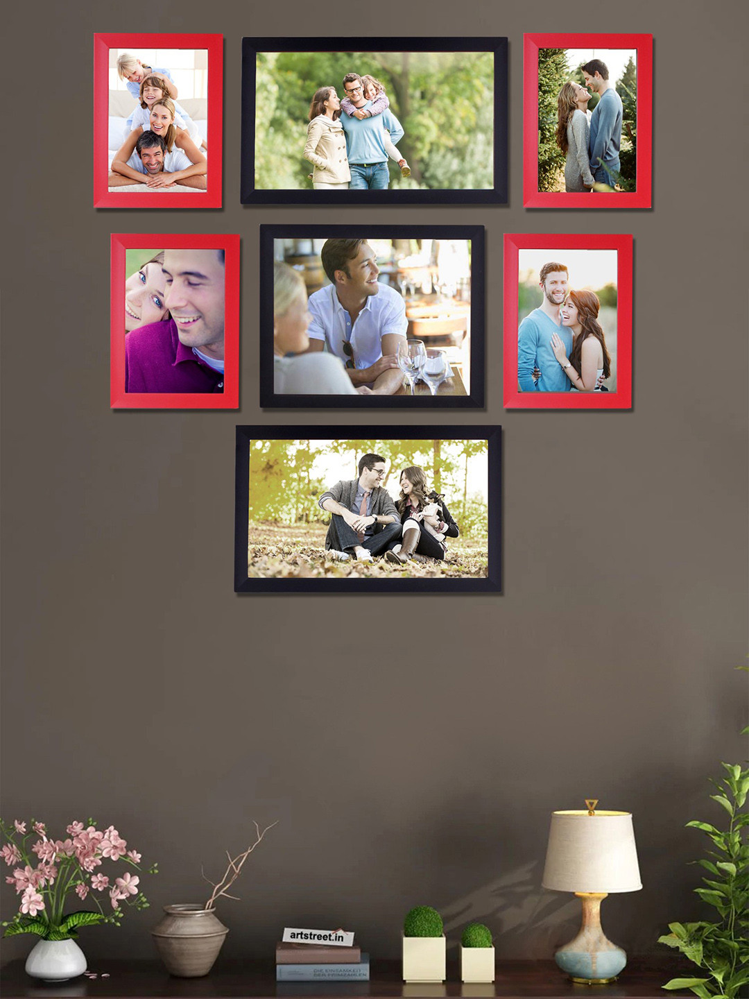 Art Street Set of 7 Black & Pink Wall Photo Frames